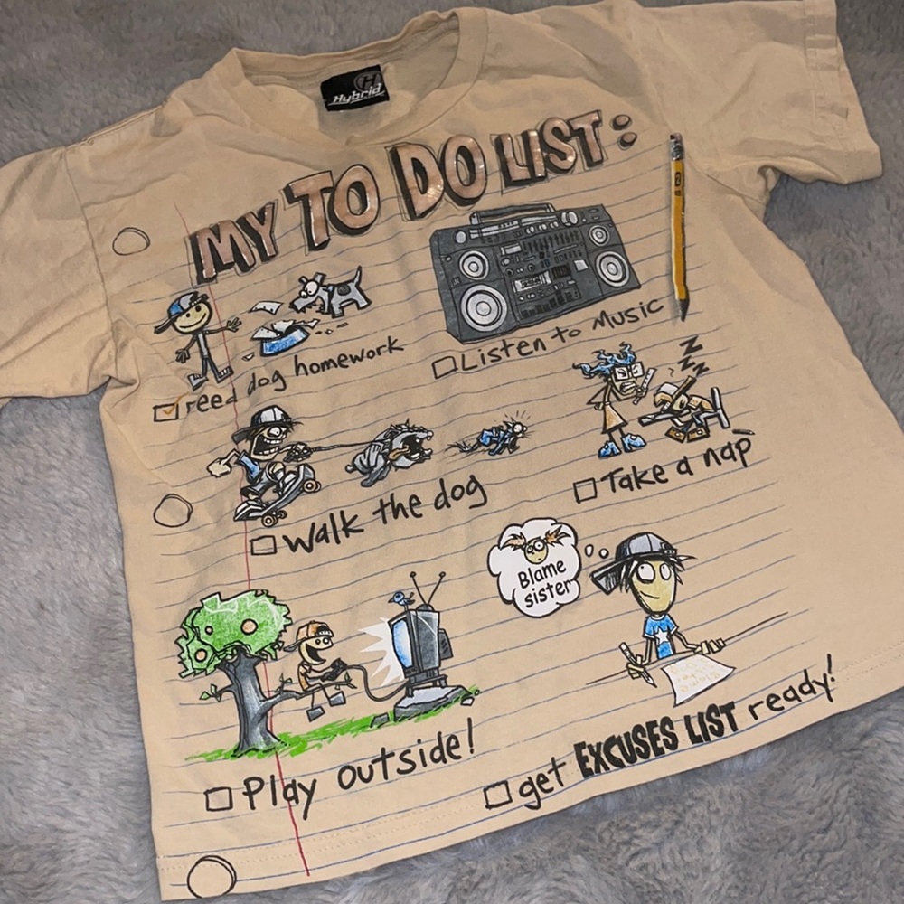 Vintage Y2K Hybrid Shirt Boy Sz S 6/7 Back To School Funny Tee